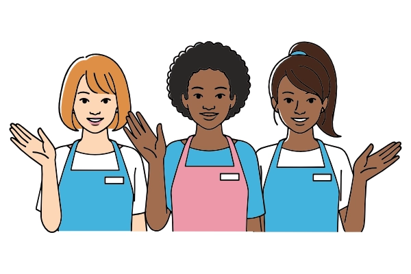 Illustration Of Three Woman In Aprons Waving 600X400 (1)